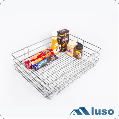 Luso Stainless Steel Wire Basket 17 x 20 x 8 Inch Plain Basket Modular Kitchen Basket, Stainless Steel Kitchen Basket For Storage