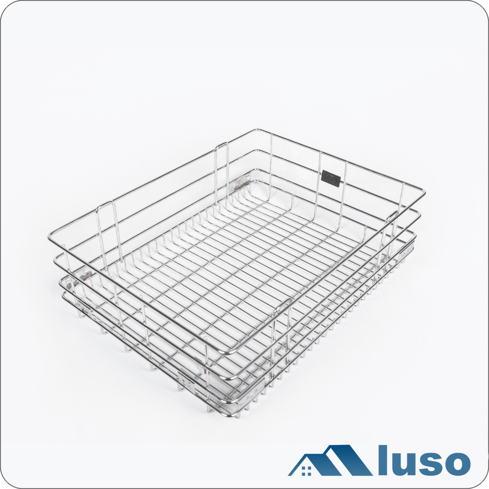 Luso Stainless Steel Wire Basket 17 x 20 x 8 Inch Plain Basket Modular Kitchen Basket, Stainless Steel Kitchen Basket For Storage - Image 2