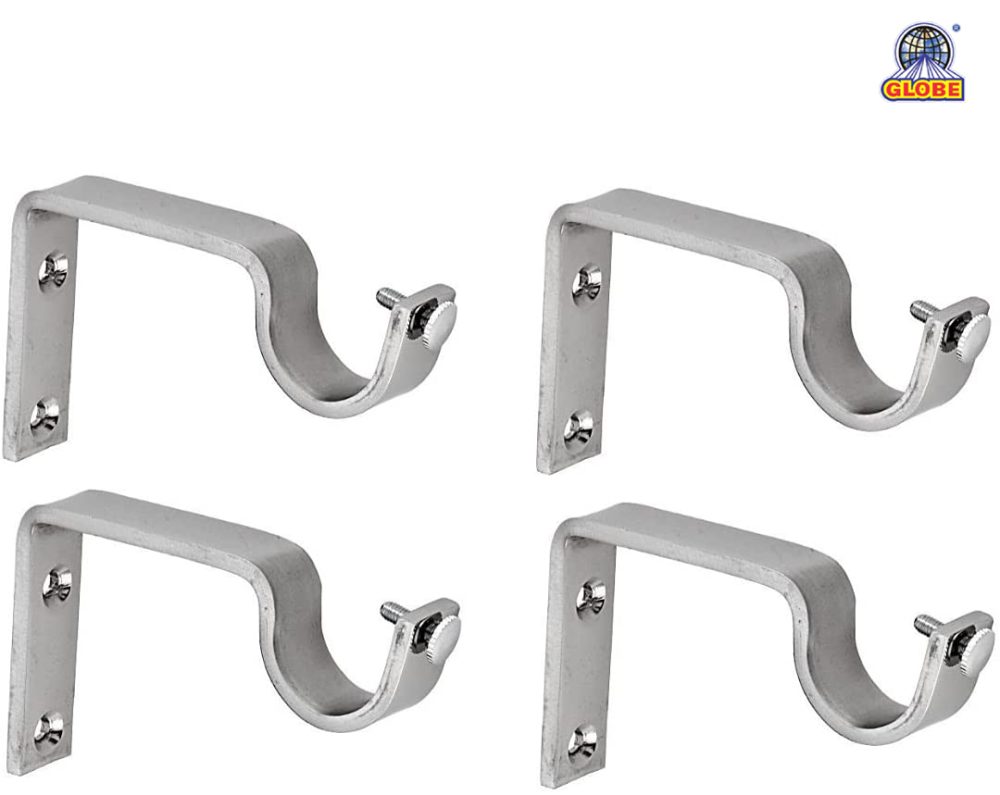 Curtain Brackets Stainless Steel Curtain Accessories for Home Curtain Support Rod Brackets Clamps (Box - 60pc)
