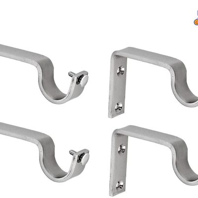 Curtain Brackets Stainless Steel Curtain Accessories for Home Curtain Support Rod Brackets Clamps (Box - 60pc)
