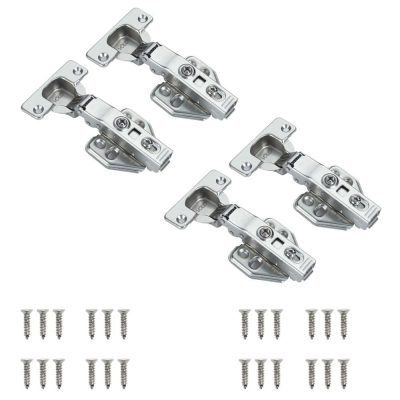 Steel Clip-on Soft Close Concealed Cabinet Hinges (Pack of 2 Sets), 0 Crank- Full Overlay (Clip On Hinge 2 Combo 0 Crank)